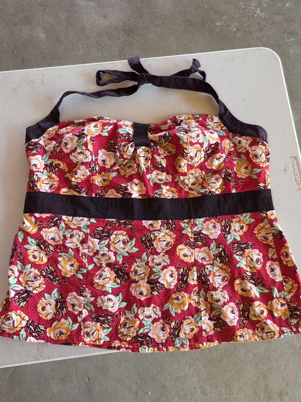 Torrid Mixed Print Floral Rose Leopard Polka Dot Halter Top Size 2 Plus 2X